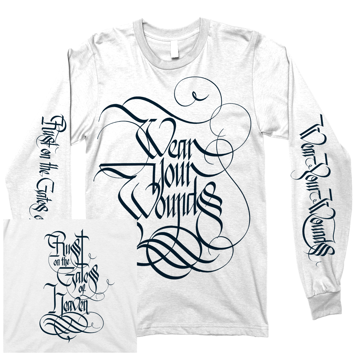 WEAR YOUR WOUNDS &quot;Rust On The Gates Of Heaven&quot; White Longsleeve