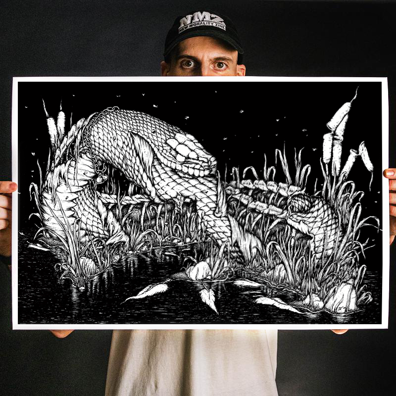 Andrew Gomez IV &quot;Sorrow Uncoils: B/W&quot; Giclee Print