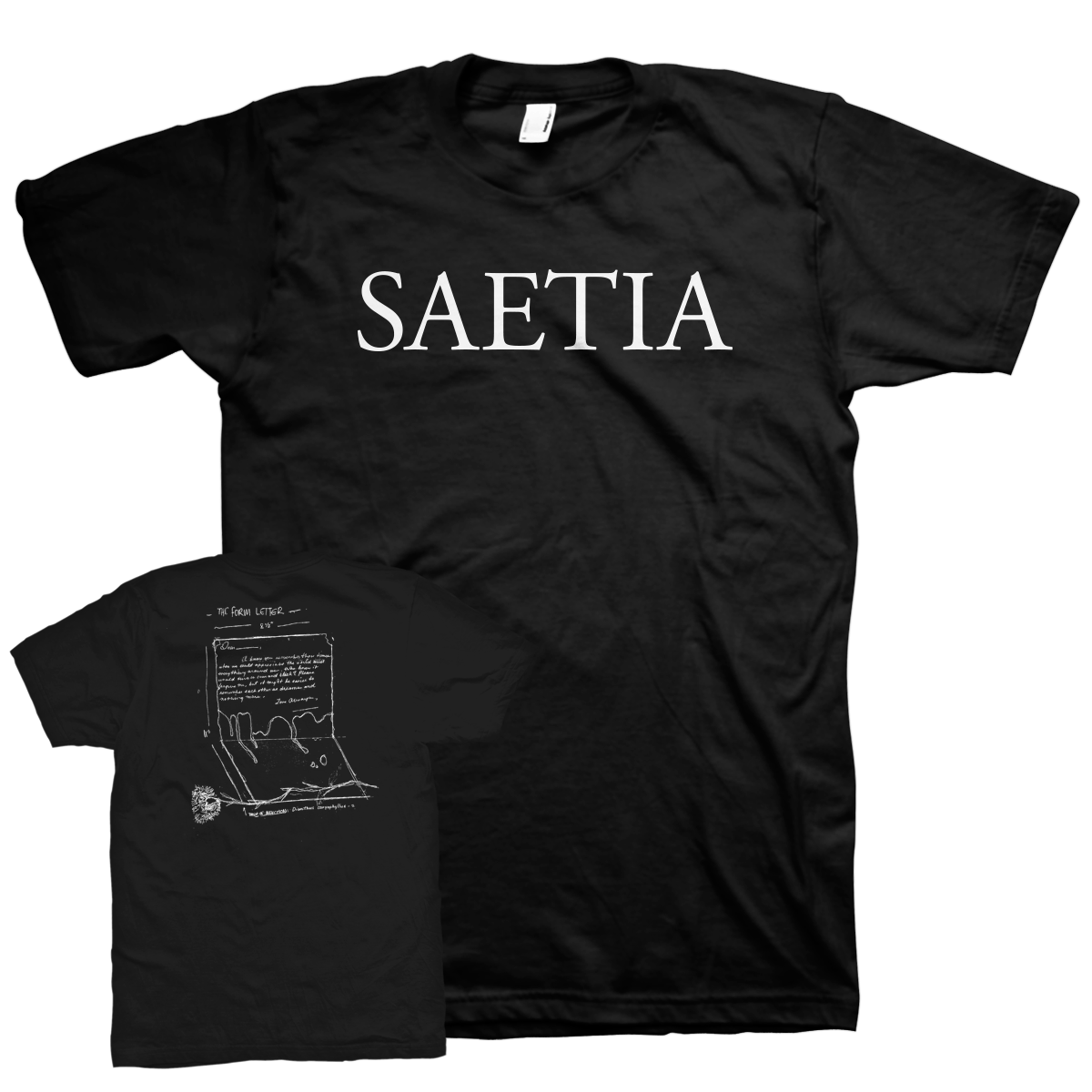 SAETIA &quot;Form Letter&quot; Black T-Shirt