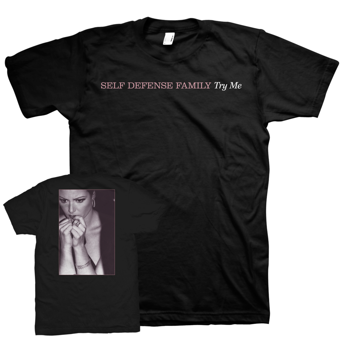 SELF DEFENSE FAMILY &quot;Try Me&quot; Black T-Shirt