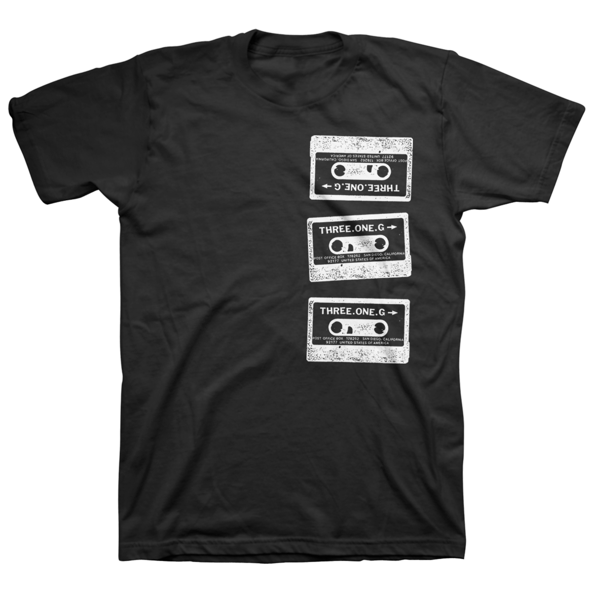 THREE ONE G &quot;Cassette Logo&quot; Black T-Shirt