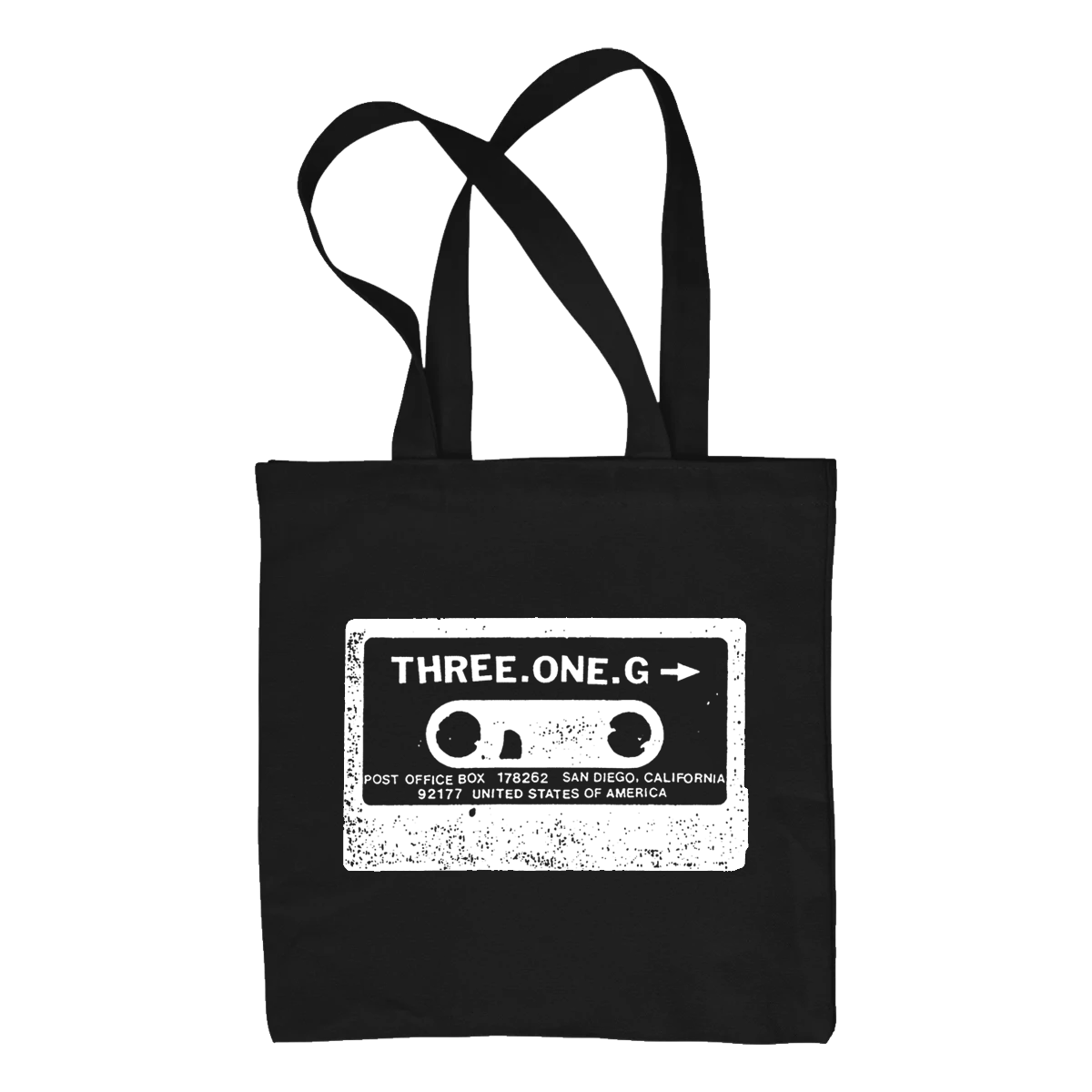 THREE ONE G &quot;Cassette Logo&quot; Black Tote Bag