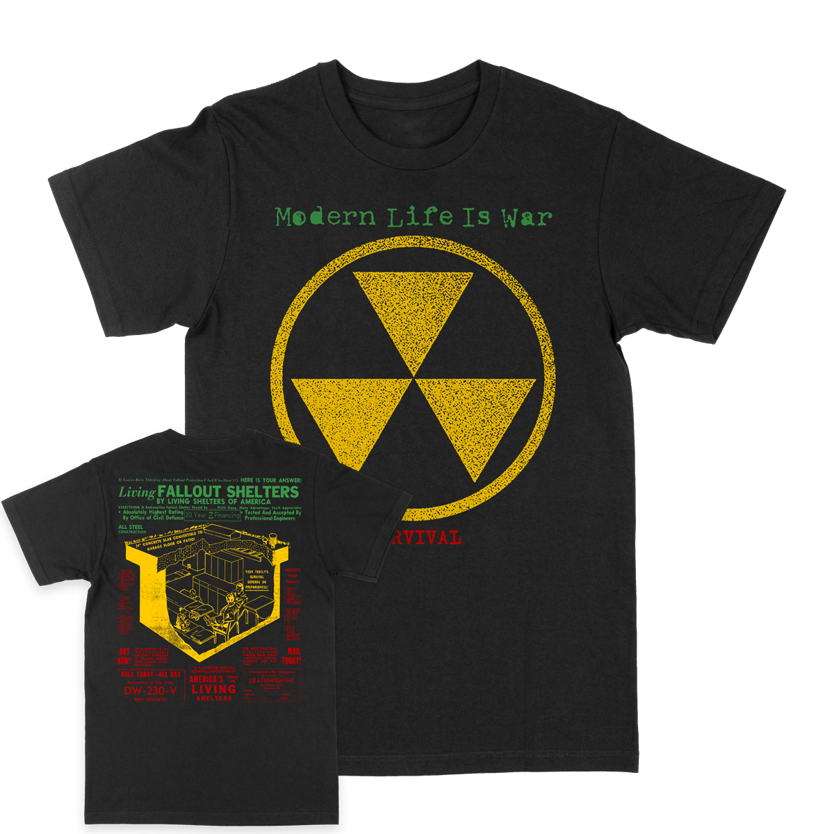 MODERN LIFE IS WAR &quot;Fallout Shelter&quot; Black T-Shirt